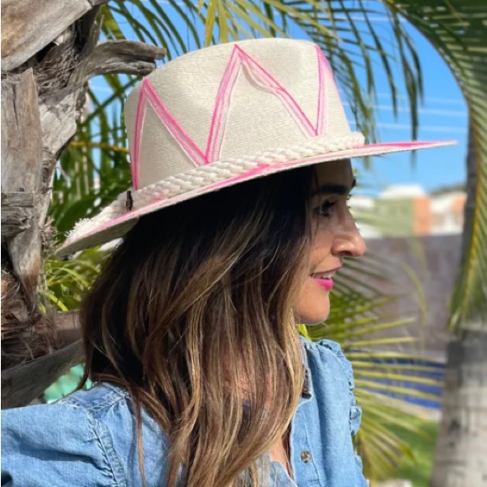 Stylish Pink and Cream Hat